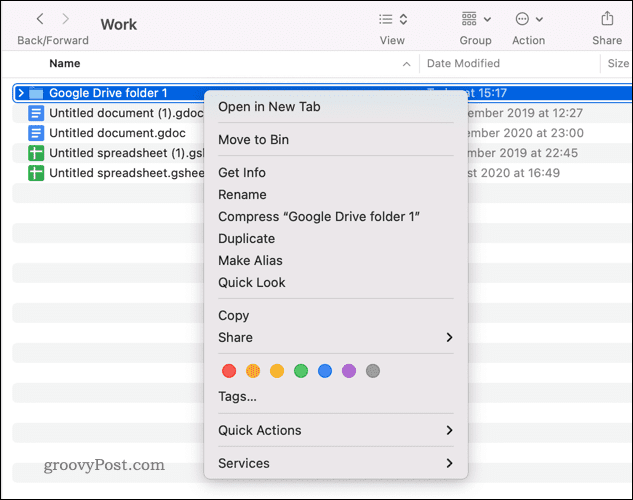 Αντιγραφή φακέλου στο Google Drive σε Mac