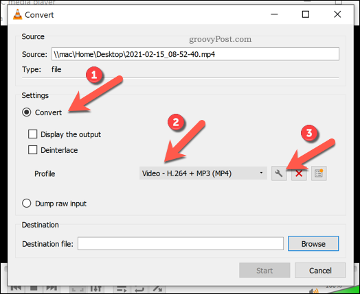 Ορισμός ρυθμίσεων μετατροπής σε VLC στα Windows