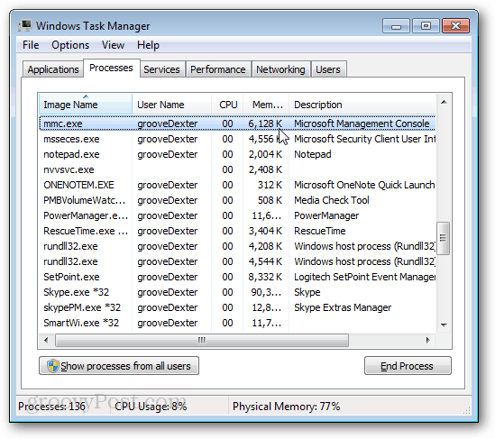 Διαχείριση εργασιών των Windows mmc.exe