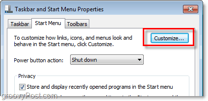 προσαρμόσετε το μενού έναρξης των Windows 7