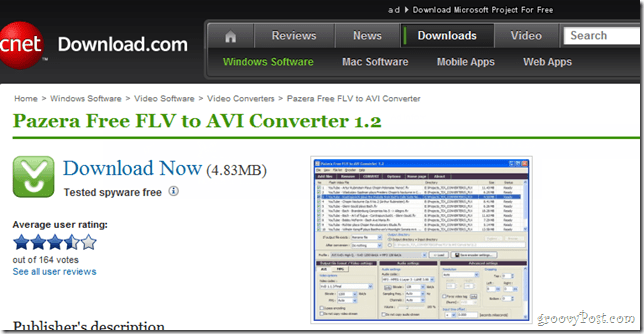 Panzera FLV σε AVI Downloader