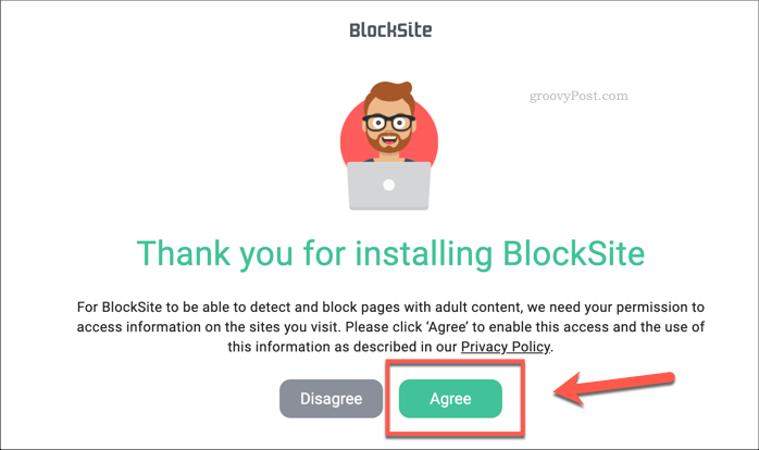 Εγκρίνοντας τα δικαιώματα για την επέκταση Block Site