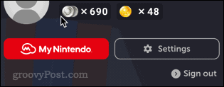 Κουμπί ρυθμίσεων Nintendo Online