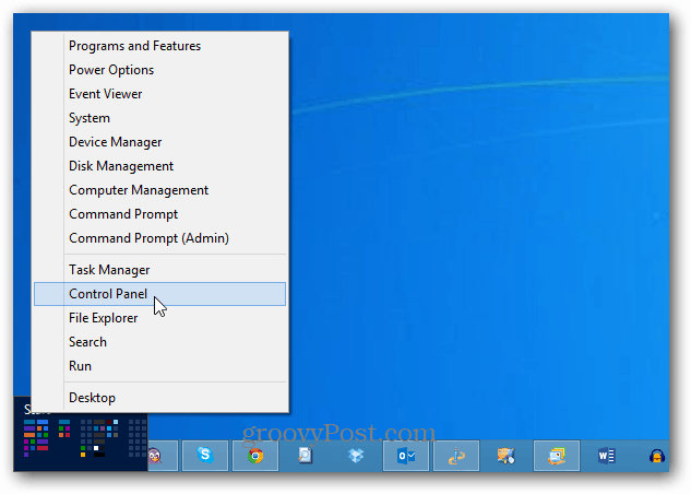 Πίνακας ελέγχου Windows 8 Μενού ενέργειας