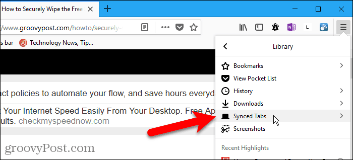 Επιλέξτε συγχρονισμένες καρτέλες στον Firefox για Windows