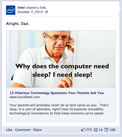 intel post στο Facebook