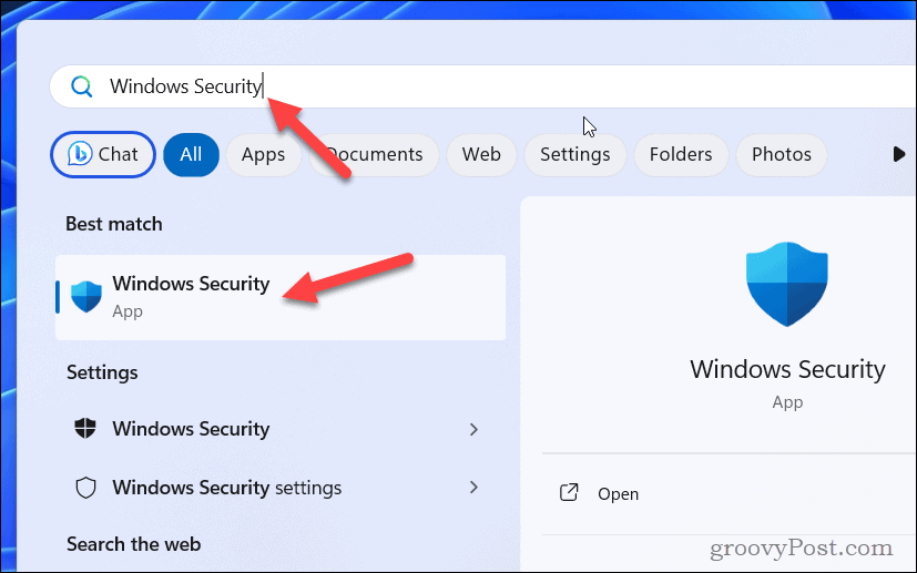 Ανοίξτε την Ασφάλεια των Windows