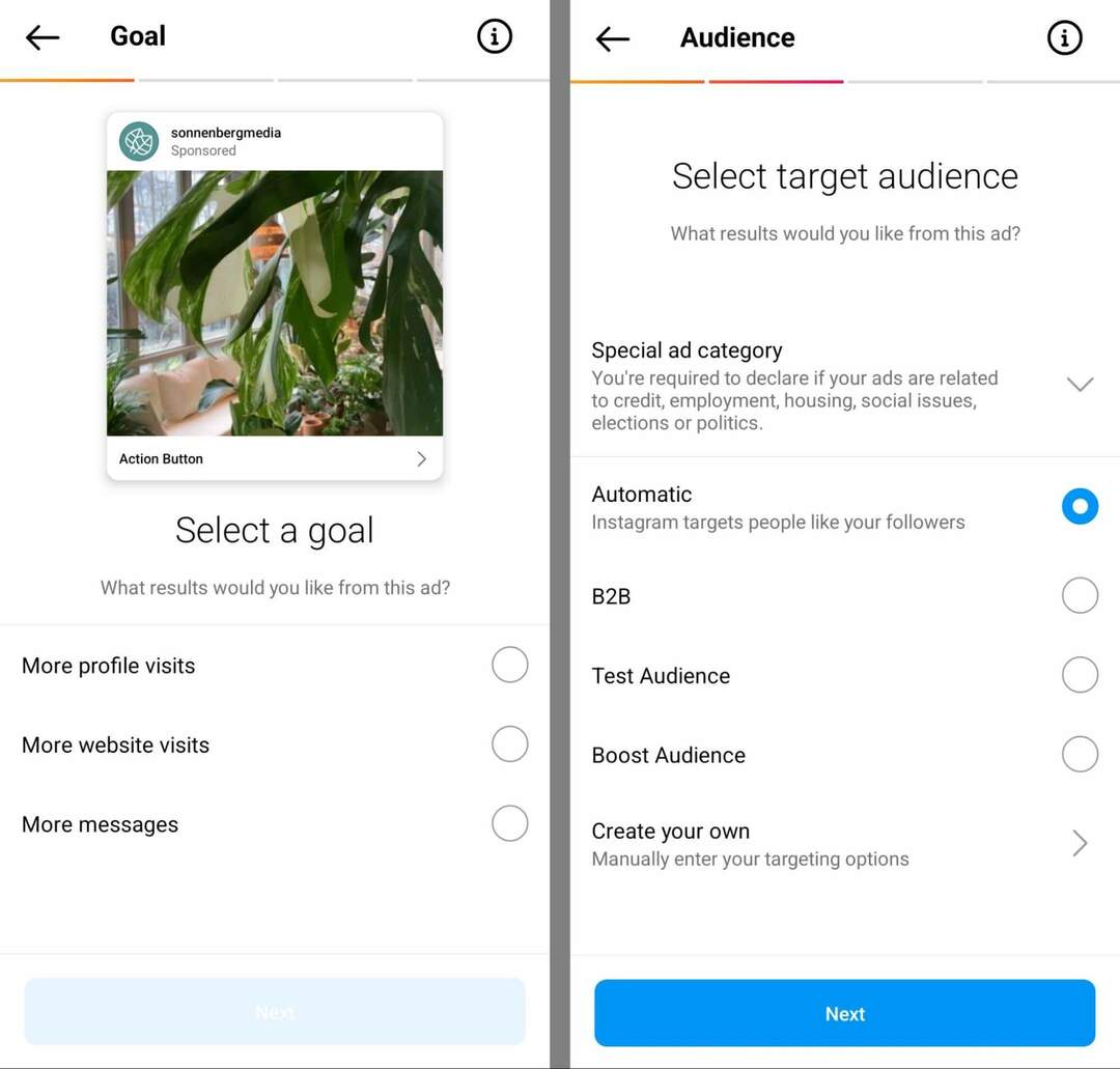 how-to-grow-your-email-list-on-instagram-using-instagram-ads-boost-successful-organic-content-choose-goal-profile-visits-website-messages-example-14