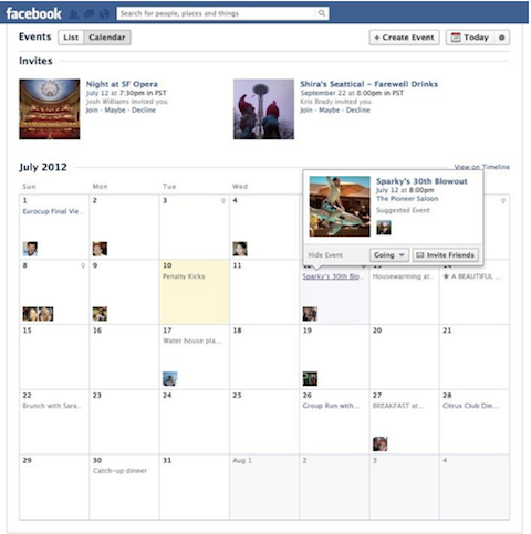 Προβολή ημερολογίου εκδηλώσεων στο facebook