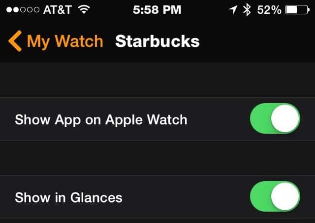 Εφαρμογή Starbucks - Apple Watch