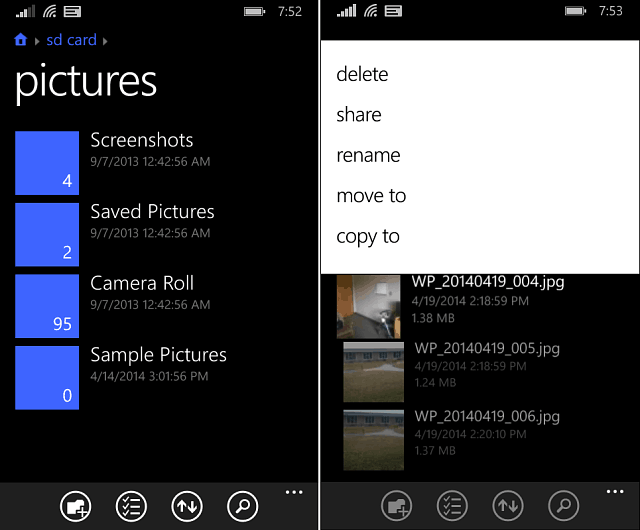 Εφαρμογές αρχείων Windows Phone 8-1