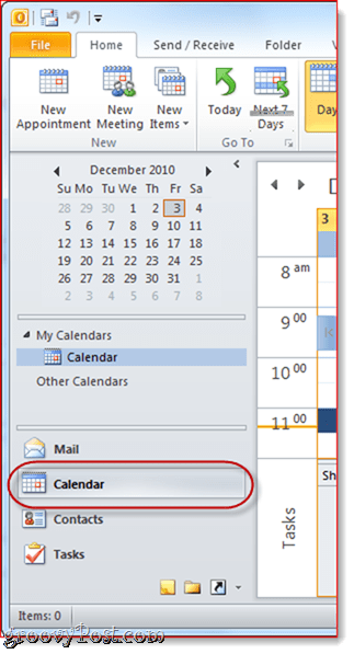 Το Ημερολόγιο Google στο Outlook 2010