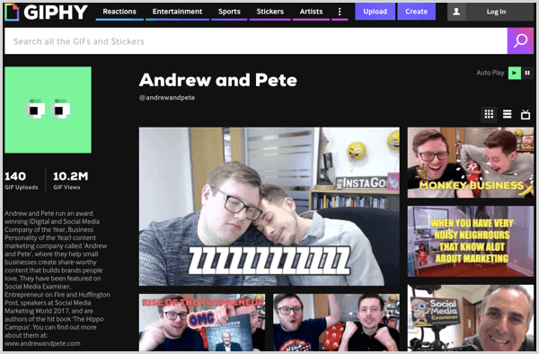 Ο Andrew και ο Pete έχουν μια συλλογή GIF στο Giphy.