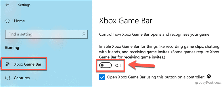 Απενεργοποίηση της γραμμής παιχνιδιών Xbox στα Windows 10