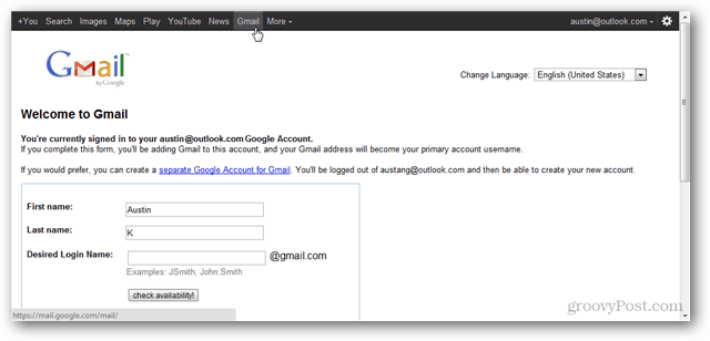 Πώς να δημιουργήσετε έναν λογαριασμό Google χωρίς τη χρήση του Gmail