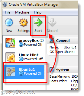 ξεκινήστε το ubuntu vm