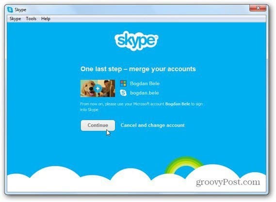 skype συγχώνευση με λογαριασμό microsoft