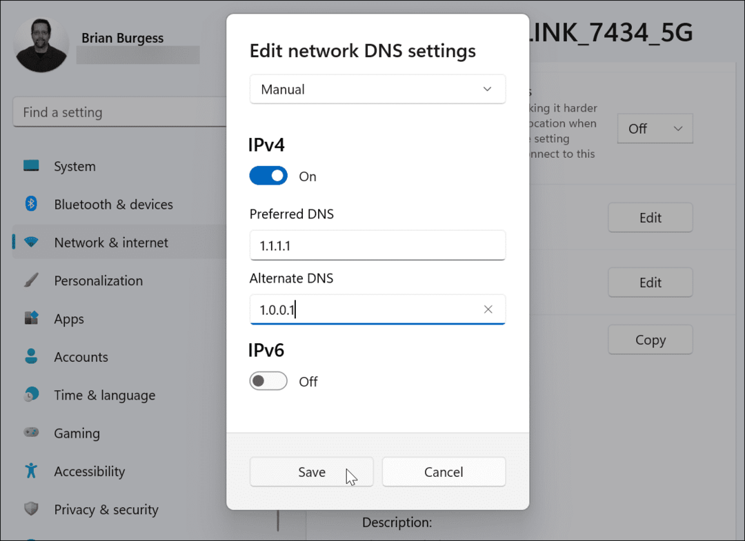 πληκτρολογήστε εναλλακτικές ρυθμίσεις DNS