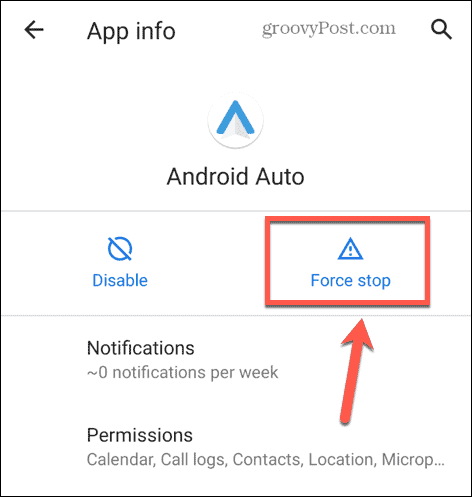 android auto power stop