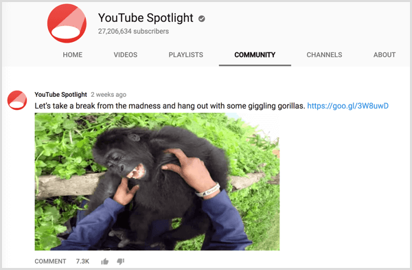 Ανάρτηση καρτέλας κοινότητας καναλιού YouTube