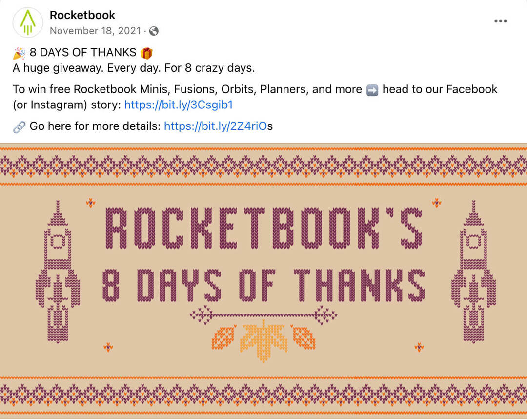 how-to-create-momentum-with-a-multi-day-social media-giveaway-seasonal-holiday-giveaways-and-contests-rocketbook-example-2