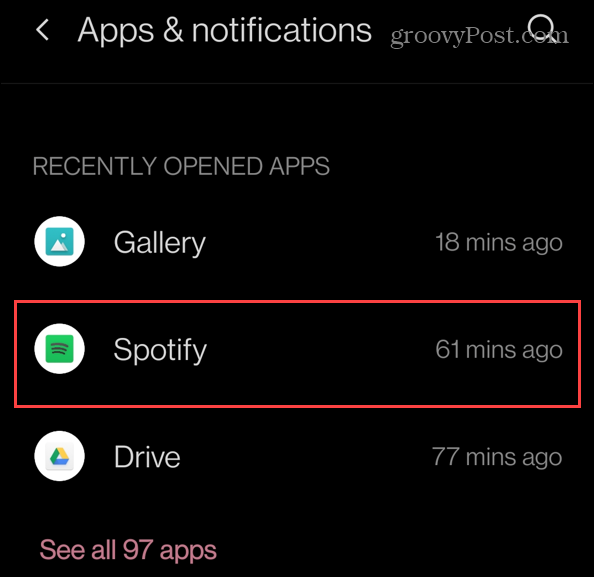 πρόσφατα εγκατεστημένες εφαρμογές Spotify