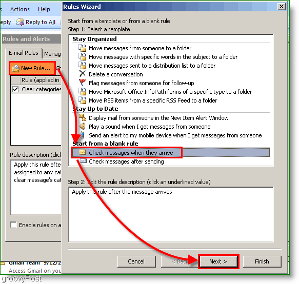 Outlook 2007 - Δημιουργία κανόνα του Outlook ως email έρχεται