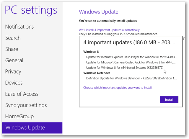 Σημαντικές ενημερώσεις των Windows 8