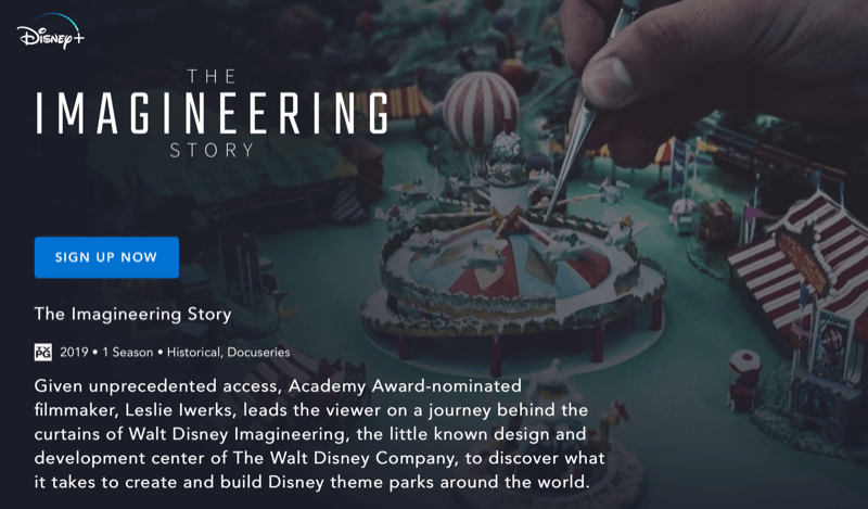 Ιστοσελίδα Disney + για το The Imagineering Story