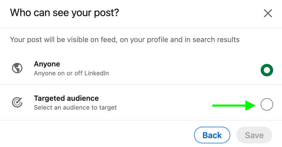 linkedin-company-page-engagement-features-how to-share-content-as-page-targeted-audience-step-2