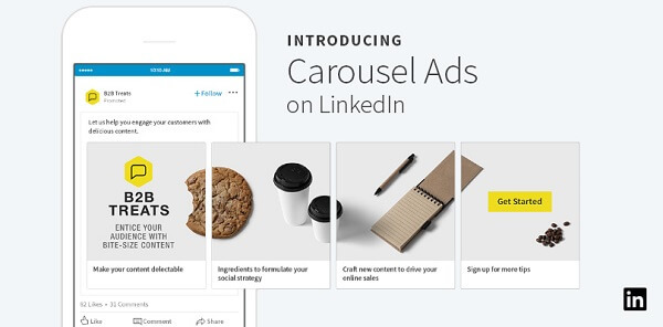 Το LinkedIn παρουσίασε νέες διαφημίσεις καρουζέλ για περιεχόμενο με χορηγία που μπορεί να περιλαμβάνει έως και 10 προσαρμοσμένες κάρτες με δυνατότητα σάρωσης.