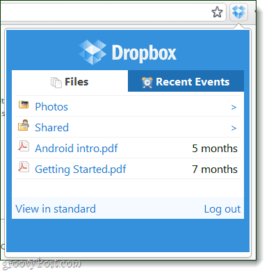 το πρόγραμμα περιήγησης του αρχείου επέκτασης dropbox