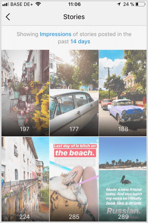 Προβάλετε τα δεδομένα του Instagram Stories Impressions στο Instagram Analytics.