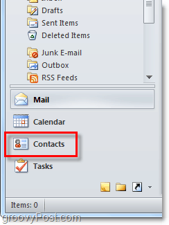 Αποκτήστε πρόσβαση στη λίστα επαφών στο Outlook 2010