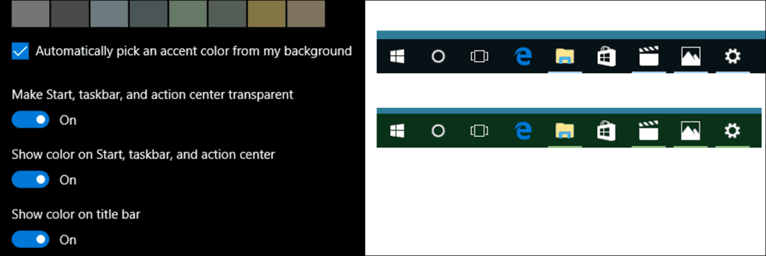 Ενημέρωση των Windows 10 χρώματα στις Ρυθμίσεις εξατομίκευσης