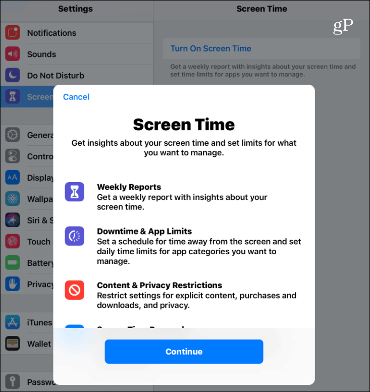 Ενεργοποιήστε την ώρα οθόνης iOS 12