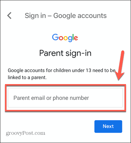 email του παιδικού λογαριασμού gmail