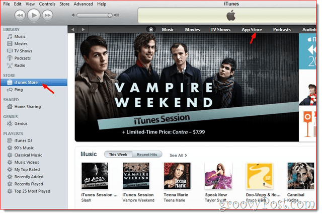 iTunes - Κάντε κλικ στο iTunes Store για να δημιουργήσετε ένα λογαριασμό