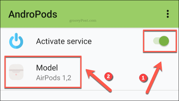 Ενεργοποίηση AndroPods σε Android