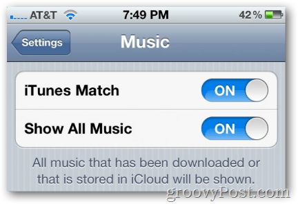 ενεργοποιήστε το iTunes match στο ios