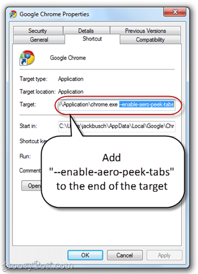 Ενεργοποιήστε το Aero Peek σε όλες τις καρτέλες Google Chrome