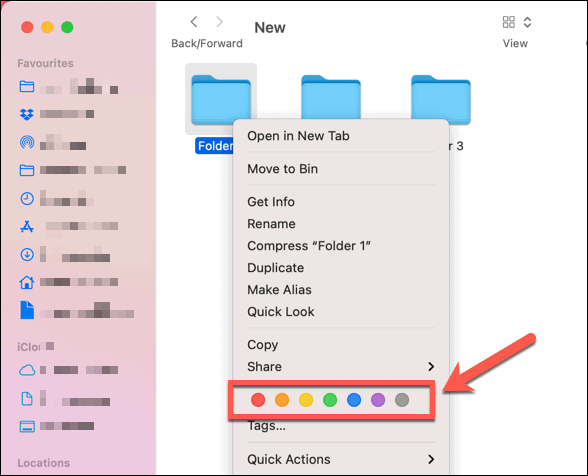 Ορισμός προεπιλεγμένης ετικέτας χρώματος σε φάκελο σε Mac