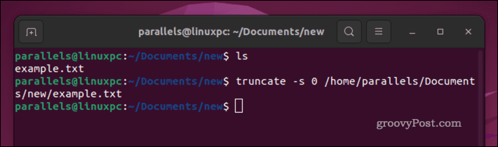 Αδειάζοντας ένα αρχείο Linux χρησιμοποιώντας την εντολή περικοπής