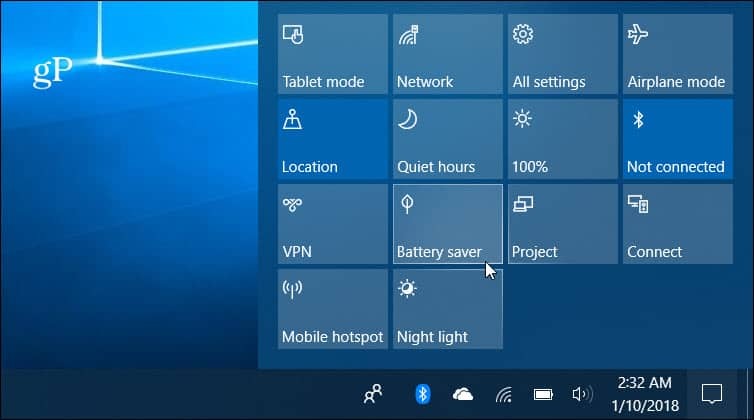 Windows 10 Κέντρο εξοικονόμησης μπαταρίας