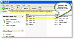Εκκαθάριση αυτόματης πλήρους προσωρινής αποθήκευσης του Outlook - Windows XP