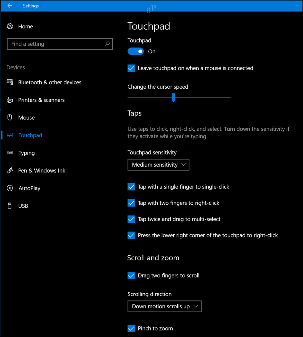 Windows 10 Συμβουλή: Απενεργοποιήστε την επιφάνεια αφής όταν συνδέεται ένα ποντίκι