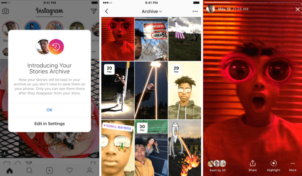 Το νέο αρχείο ιστοριών του Instagram αποθηκεύει αυτόματα τις ληγμένες ιστορίες σε ιδιωτικό τμήμα ενός προφίλ.