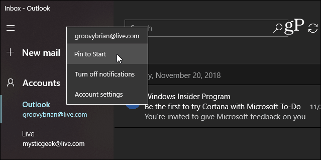 Κονσόλα ηλεκτρονικού ταχυδρομείου Windows 10 Εκκίνηση εφαρμογής Mail