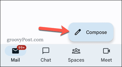 Κουμπί σύνθεσης Gmail στο Android