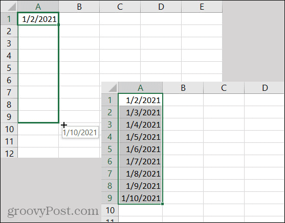 Ημερομηνίες αυτόματης συμπλήρωσης του Excel